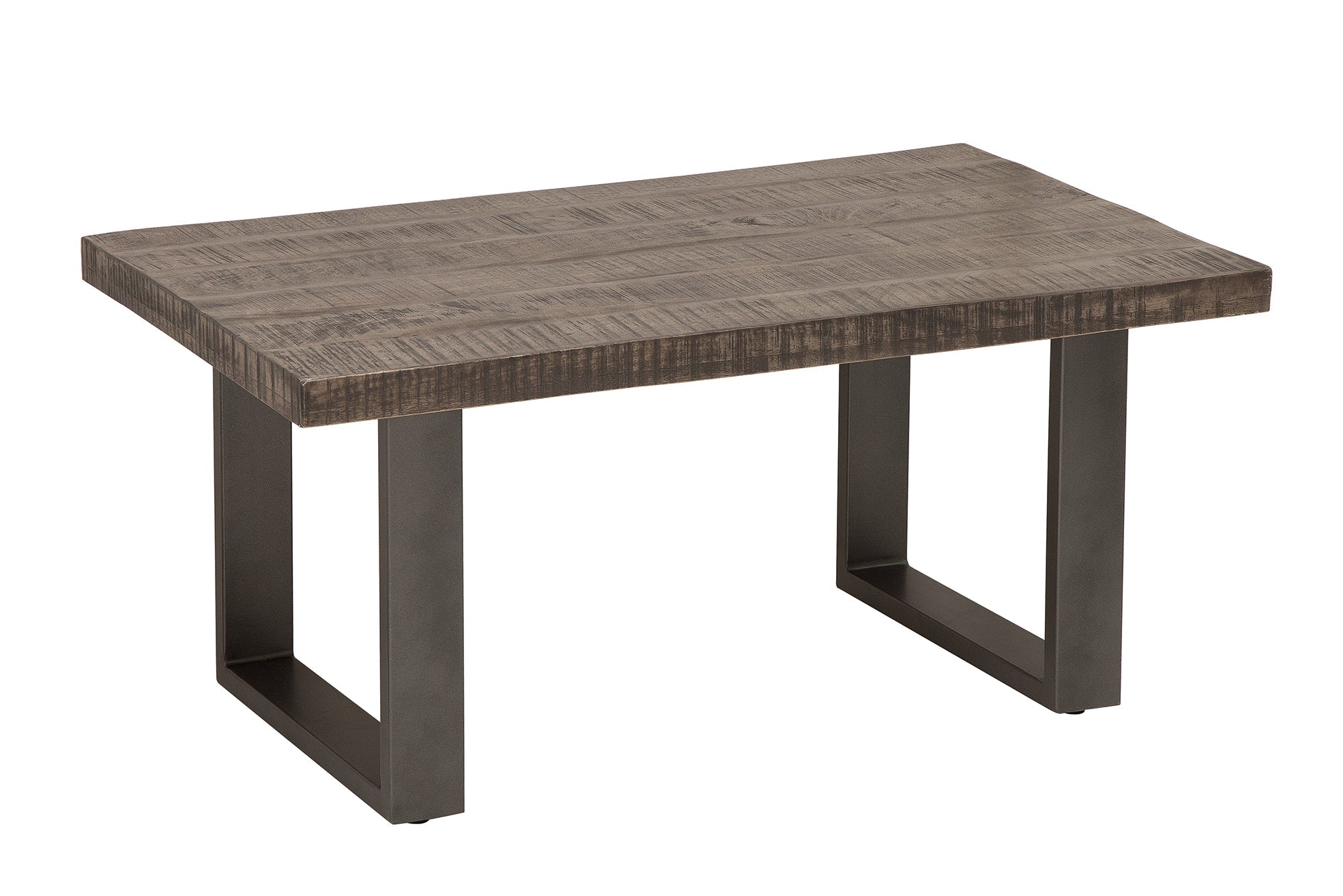 Mesa de centro de diseño IRON CRAFT 100cm madera de mango gris diseño industrial hierro macizo estructura en voladizo