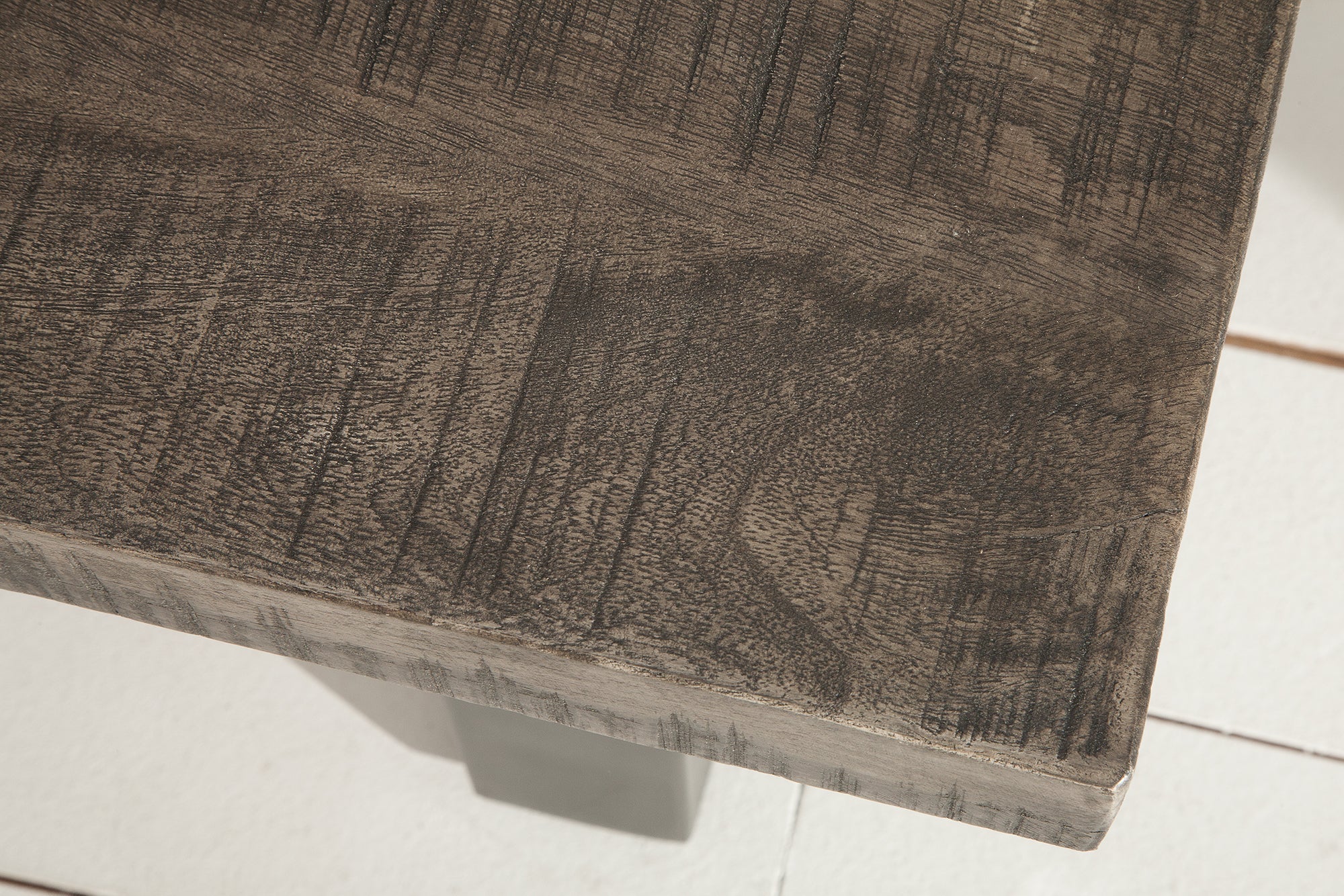 Mesa de centro de diseño IRON CRAFT 100cm madera de mango gris diseño industrial hierro macizo estructura en voladizo