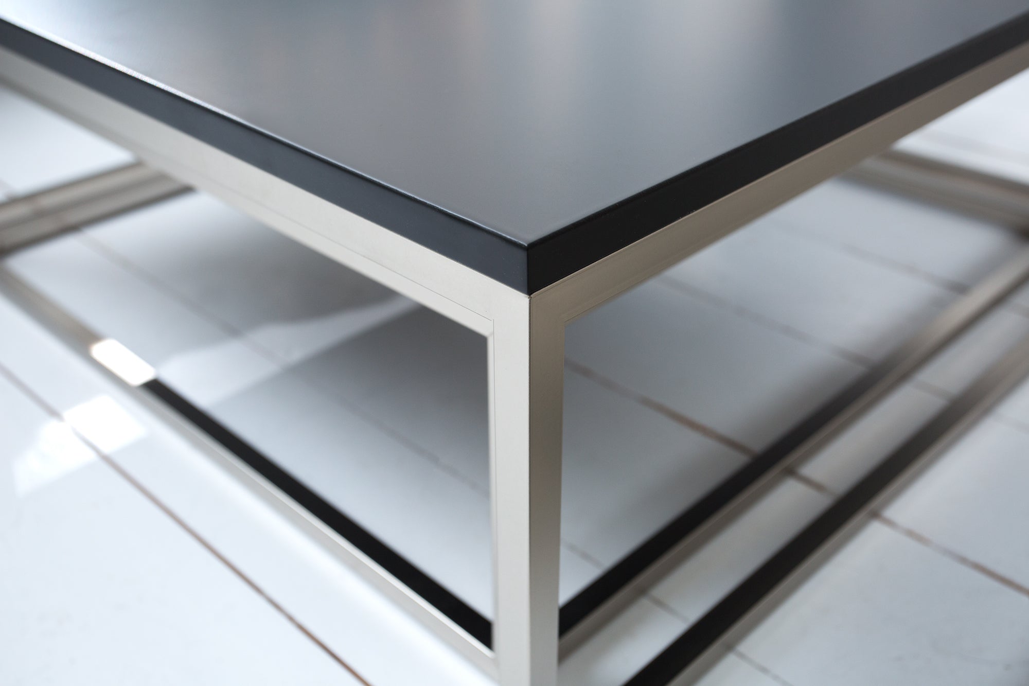 Mesa de centro de diseño juego de 2 ELEMENTS 75cm acero cepillado negro mate