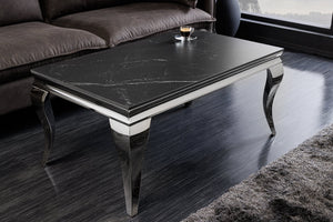 Table basse design MODERN BAROQUE 100cm marbre céramique chrome anthracite noir