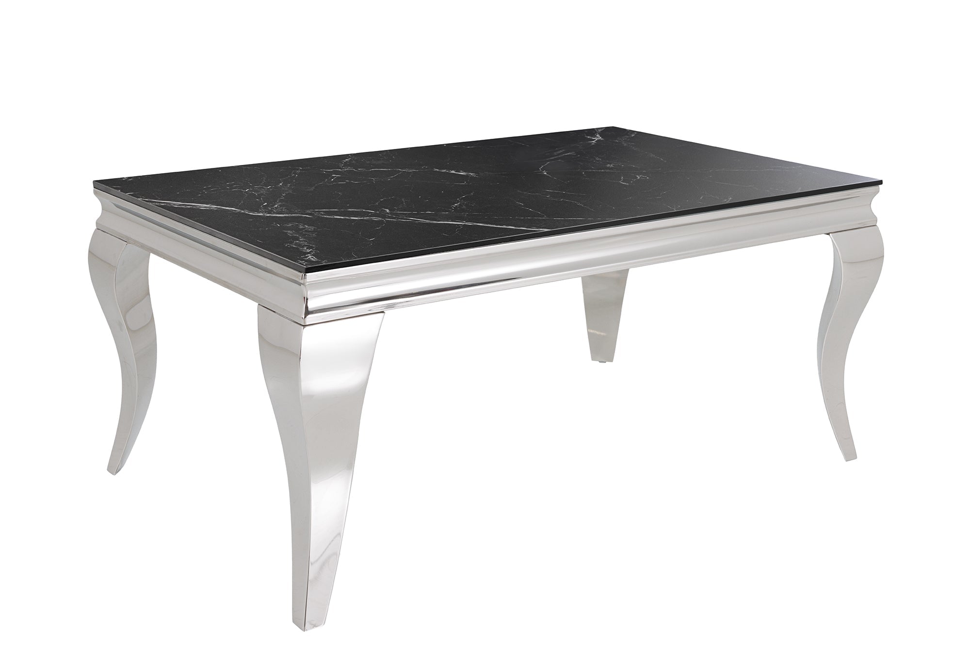 Table basse design MODERN BAROQUE 100cm marbre céramique chrome anthracite noir