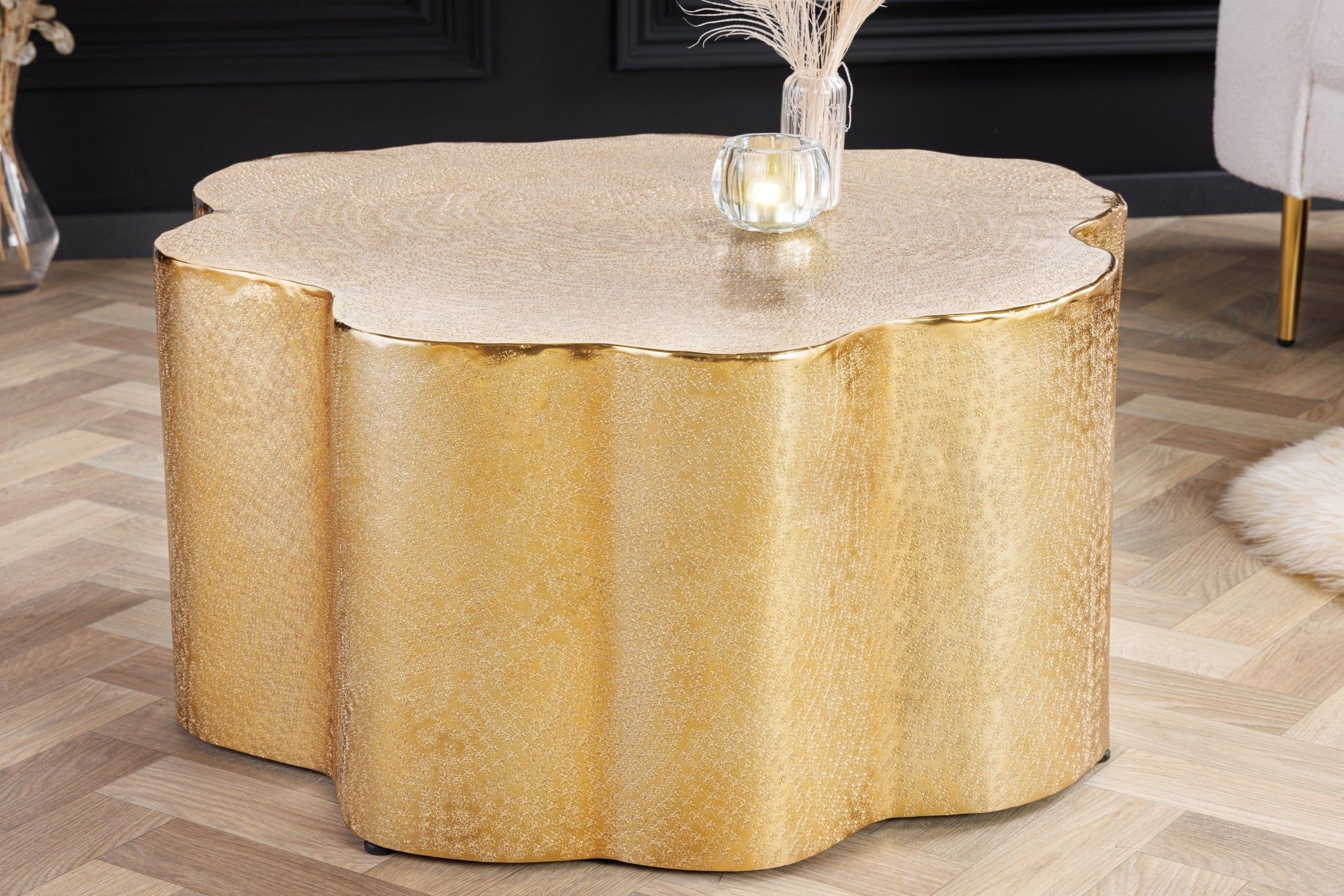 Table basse design ORGANIC ORIENT 75cm or fait main