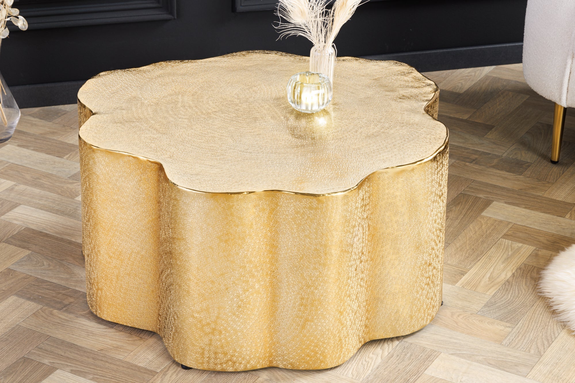 Table basse design ORGANIC ORIENT 75cm or fait main
