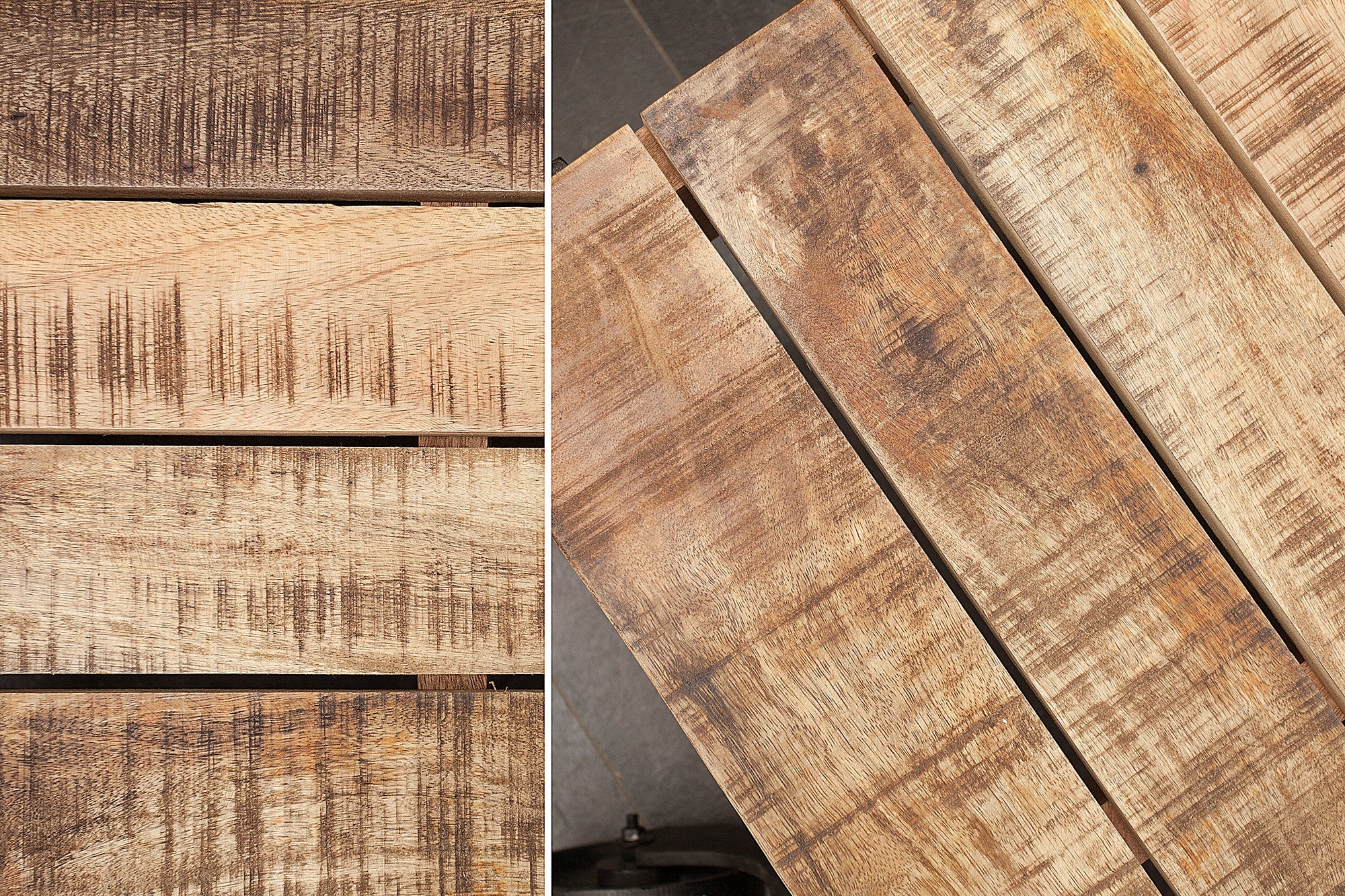 RAILWAY Mesa de centro de diseño en madera maciza de mango de 110 cm con 4 ruedas