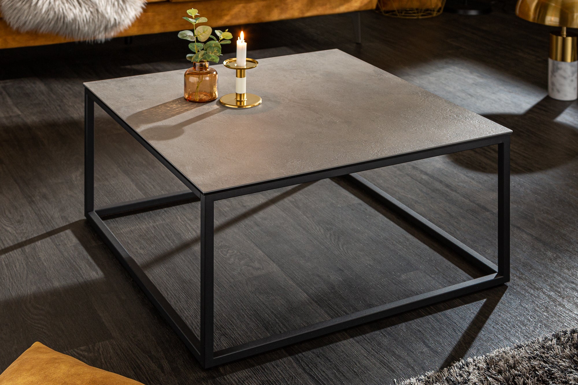 SYMBIOSE 75cm mesa de centro de diseño de cerámica gris hormigón made in Italy