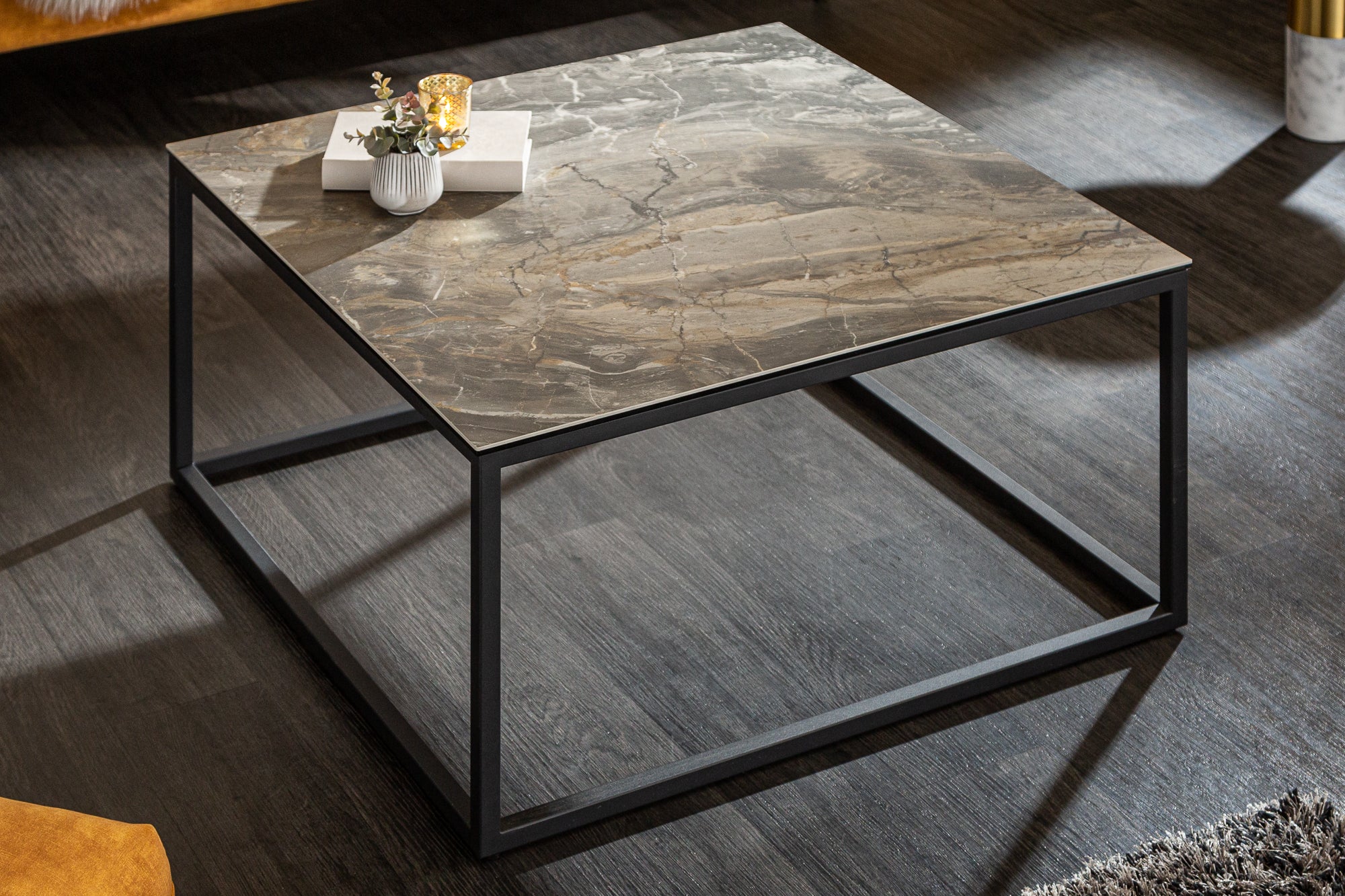 SYMBIOSE mesa de centro de diseño 75cm cerámica mármol topo made in Italy
