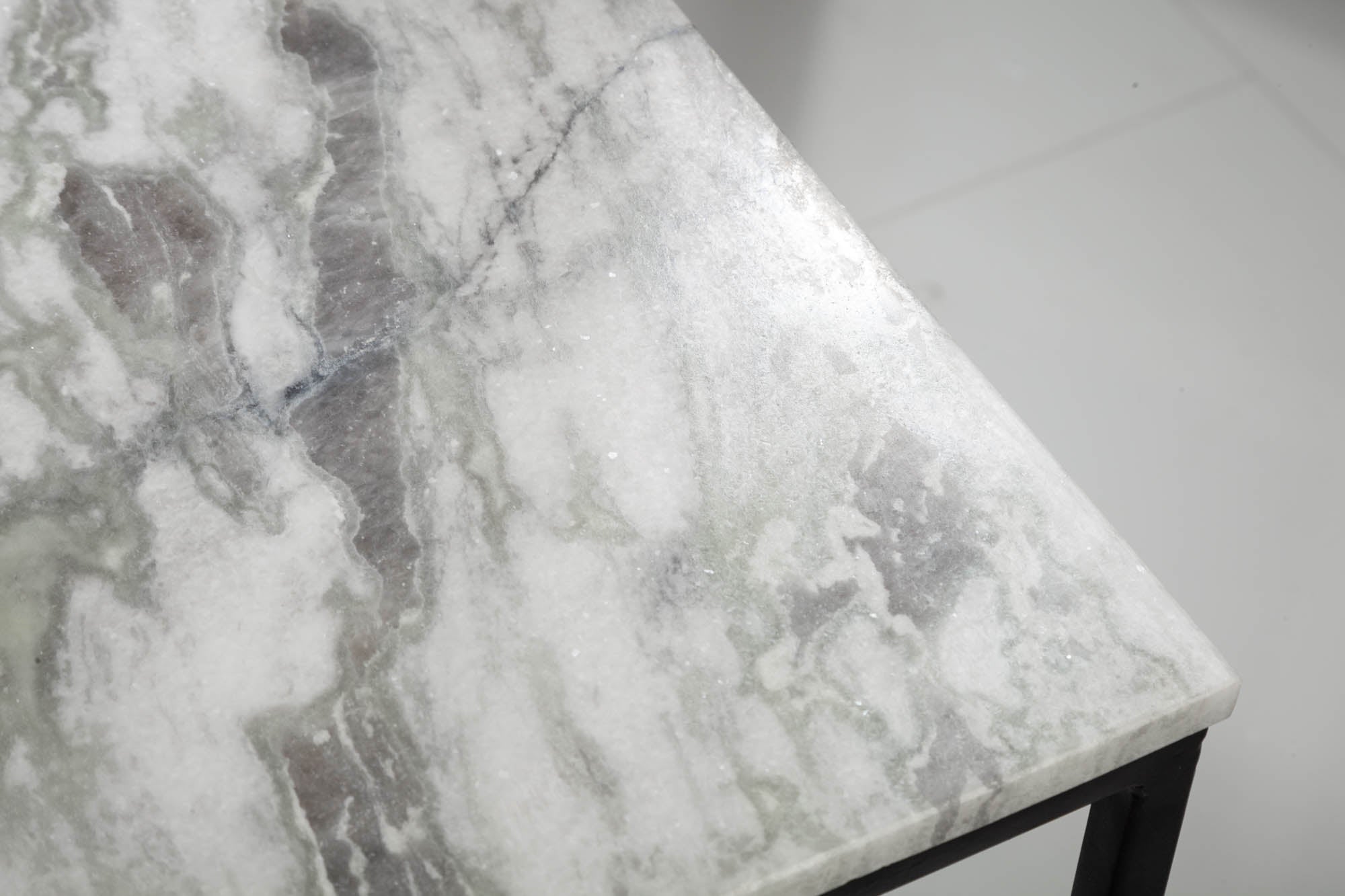 ELEMENTS Mesa de centro blanca de 50 cm con tapa de mármol pulido