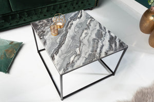Table basse élégante ELEMENTS 50cm grise avec plateau en marbre poli