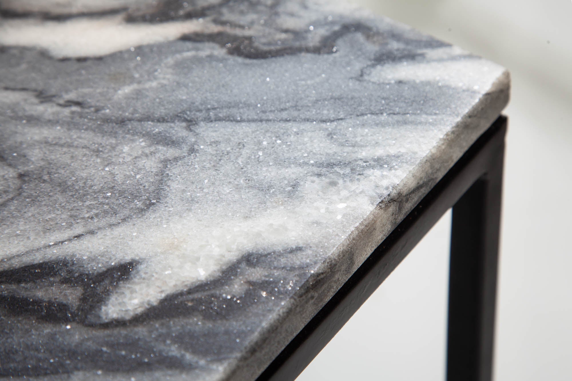 ELEMENTS elegante mesa de centro 50cm gris con tapa de mármol pulido