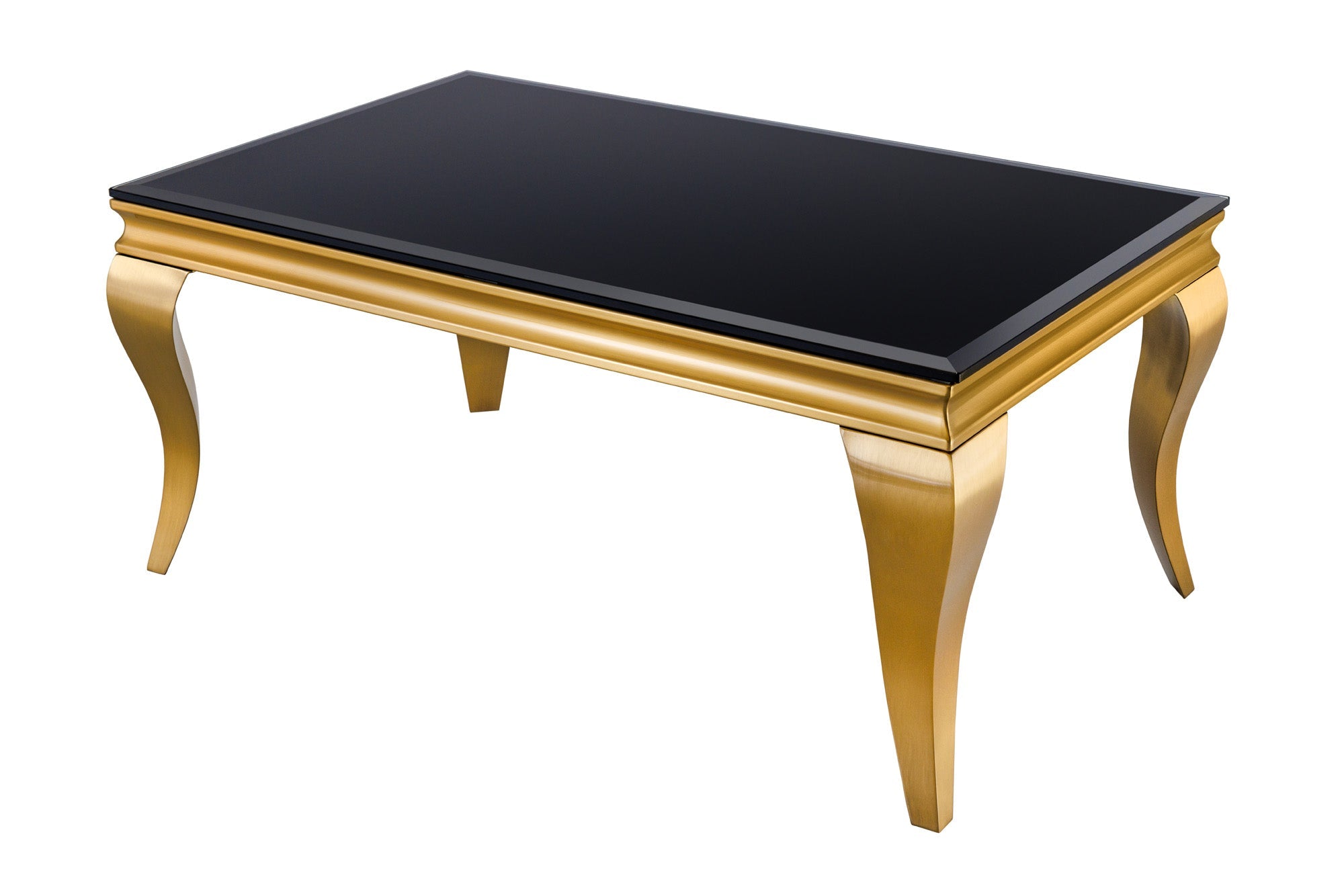 Elegante mesa de centro MODERNE BAROQUE 100cm cristal opal negro patas doradas
