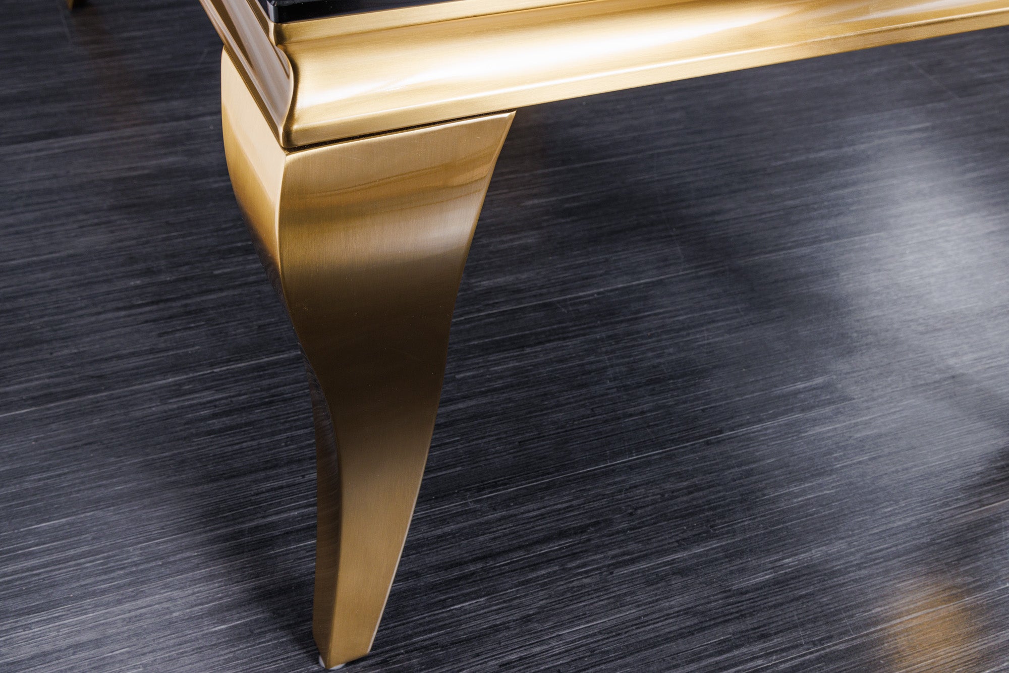 Elegante mesa de centro MODERNE BAROQUE 100cm cristal opal negro patas doradas