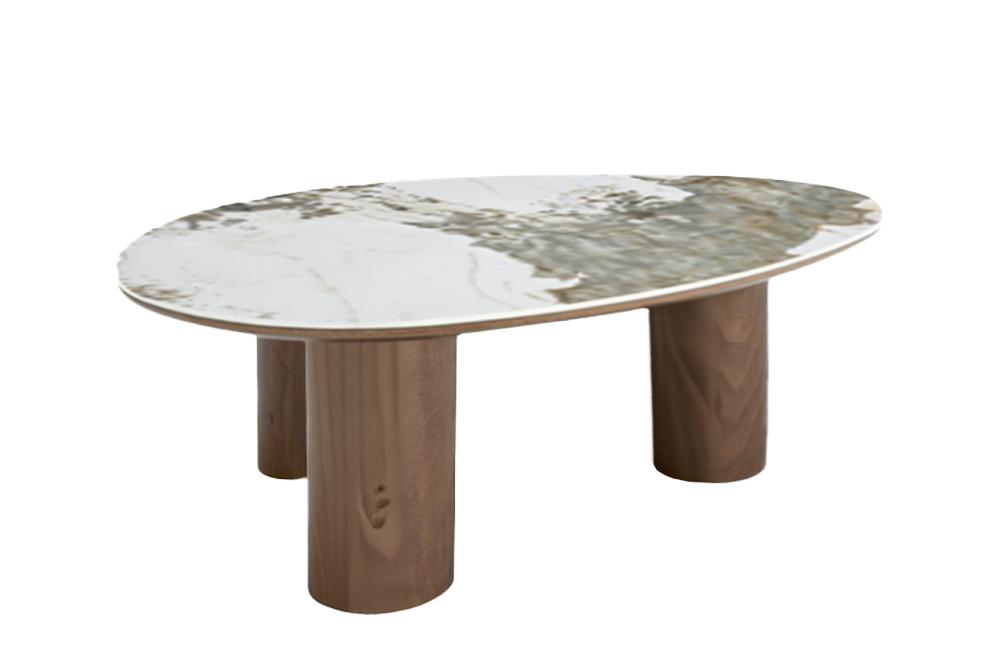 Table basse élégante ORGANIKO 110cm blanc marron noyer Pandora céramique