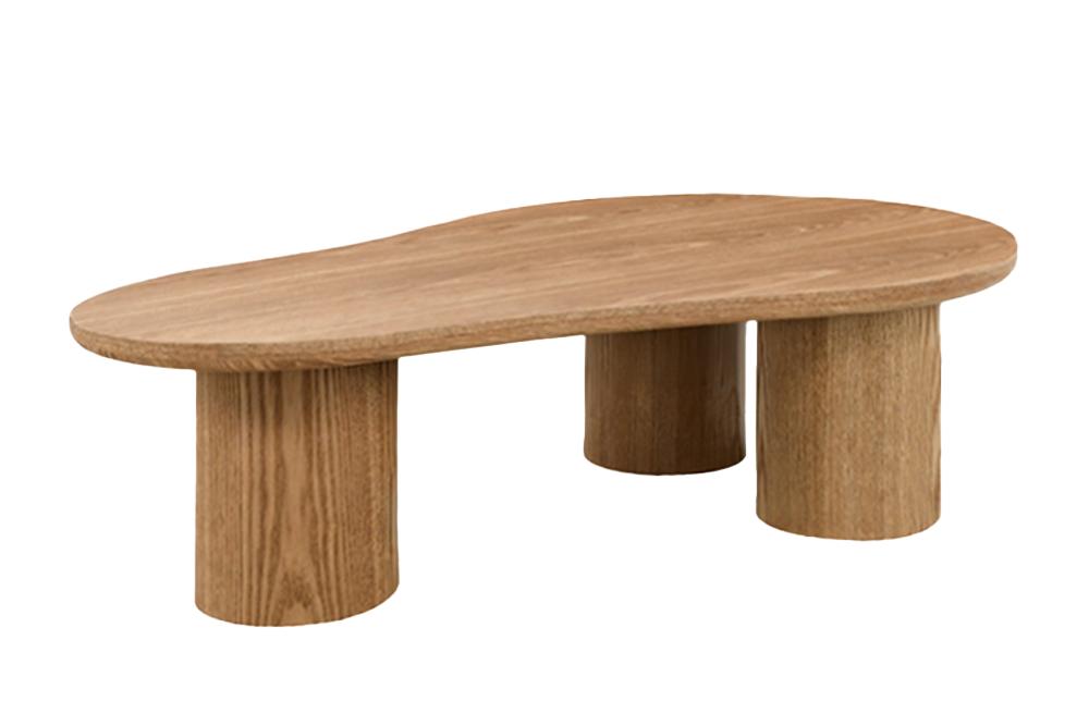 Table basse élégante ORGANIKO 130cm chêne naturel forme organique
