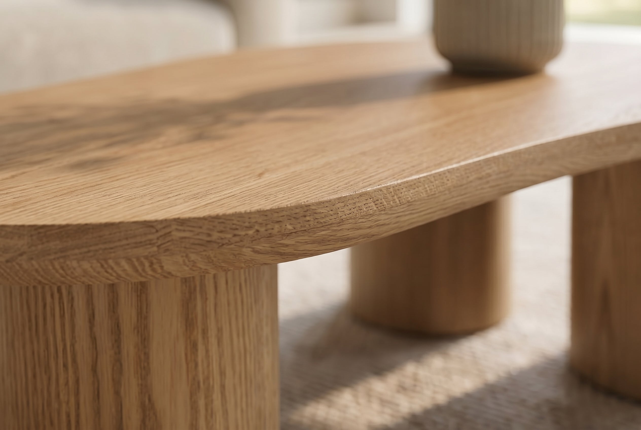 Table basse élégante ORGANIKO 130cm chêne naturel forme organique