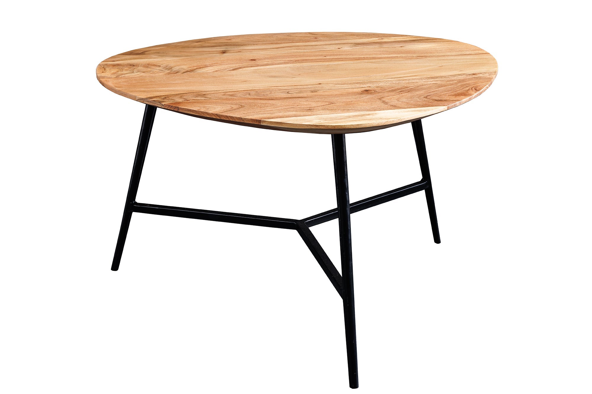 BEAUTY BY NATURE mesa de centro de madera maciza 70cm metal negro mesa triangular riñón acacia