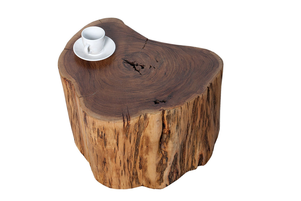 Table basse en bois massif GOA 50cm tabouret en tronc d’arbre d’acacia table d’appoint fait main