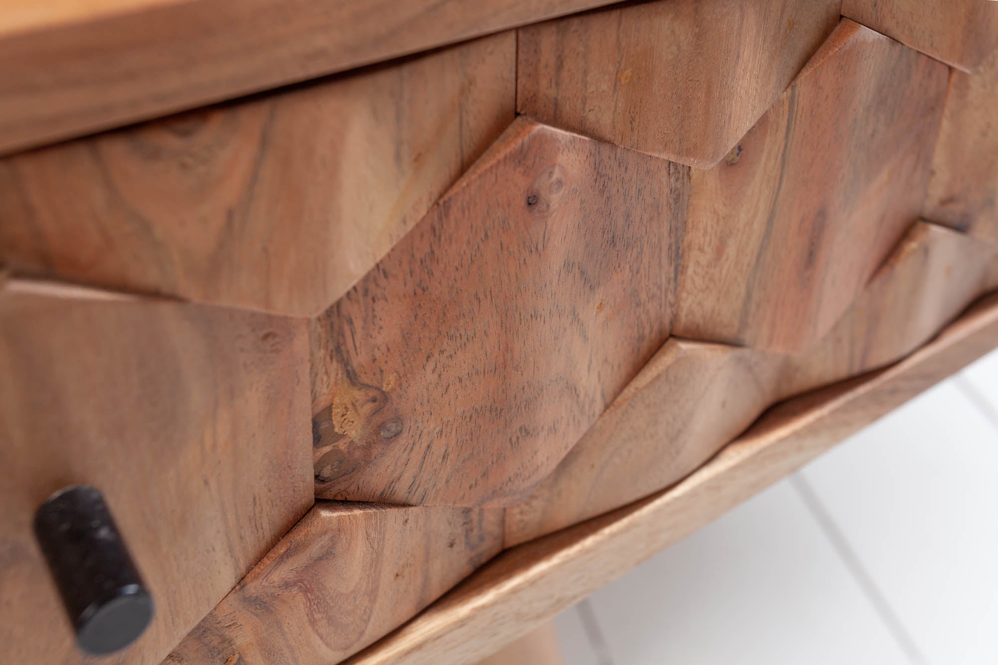 Table basse en bois massif MYSTIC LIVING 100cm acacia naturel avec rangement tiroirs compartiment de rangement