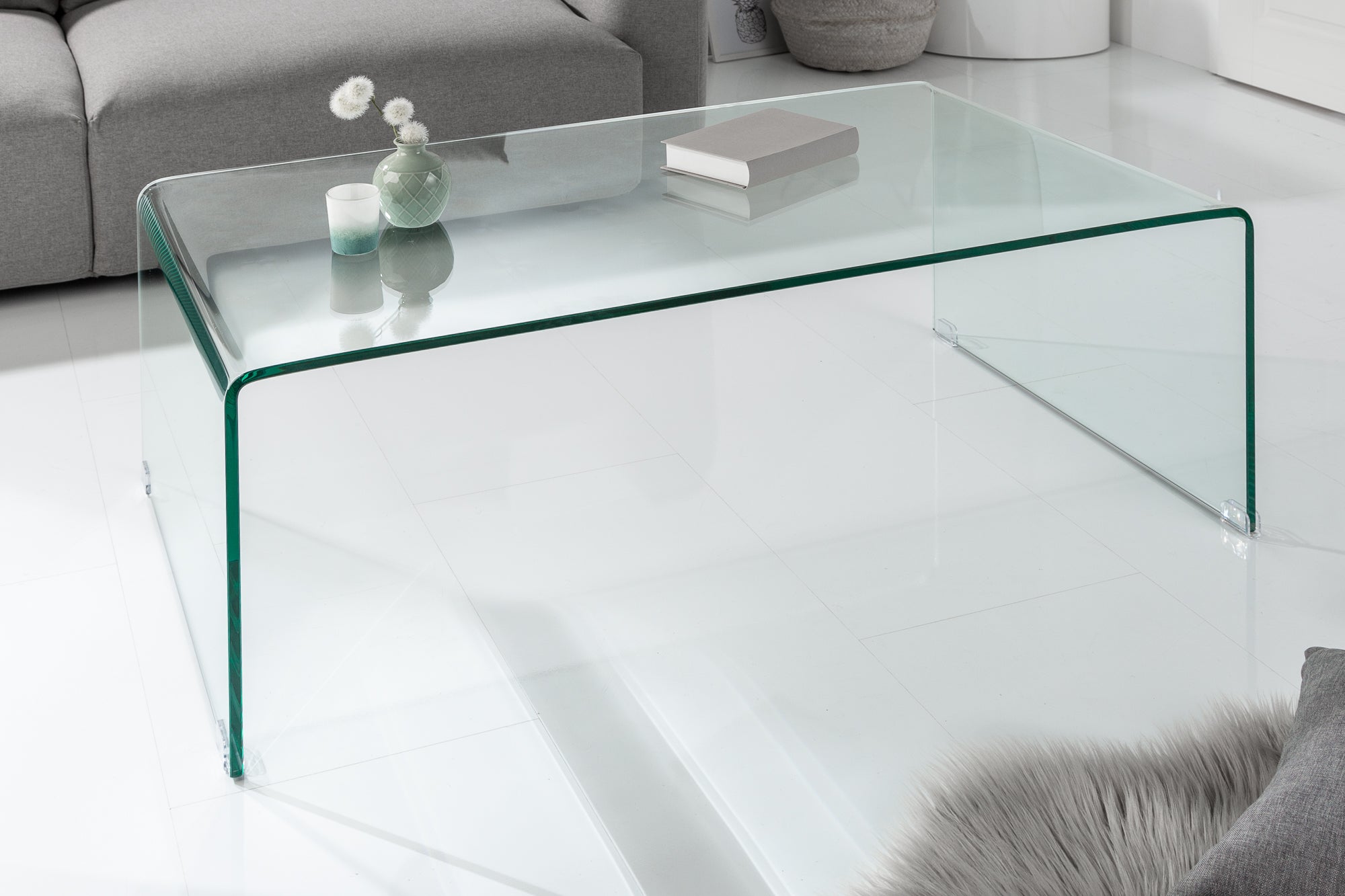 Extravagante mesa de centro de cristal FANTOME 110cm transparente