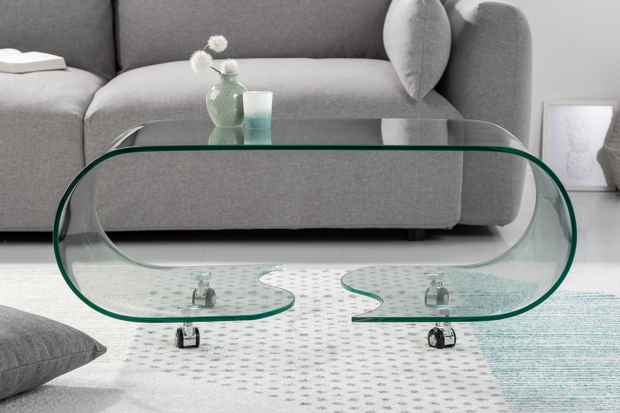 Extravagante mesa de centro de cristal FANTOME 90cm transparente