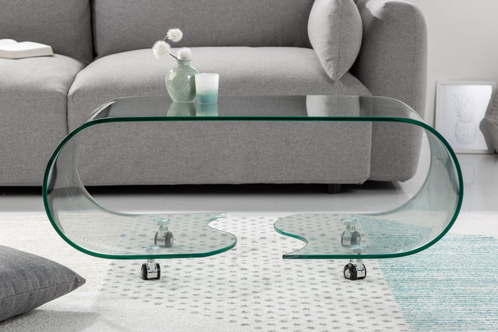 Table basse extravagante en verre FANTOME 90cm transparente