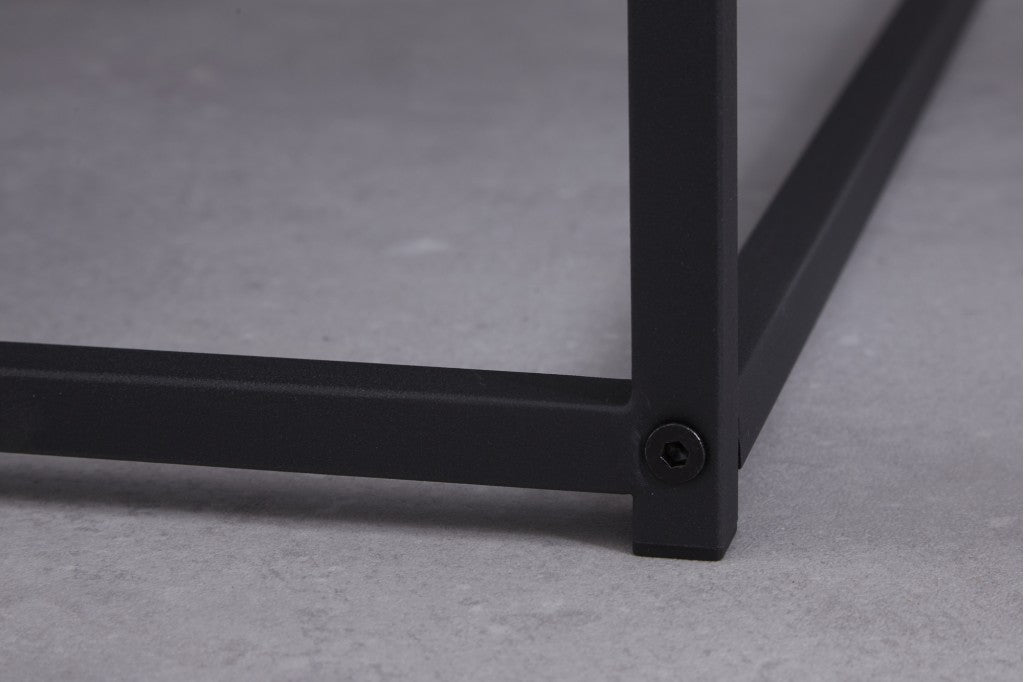 Table basse industrielle DURA STEEL 70cm noir avec étagère