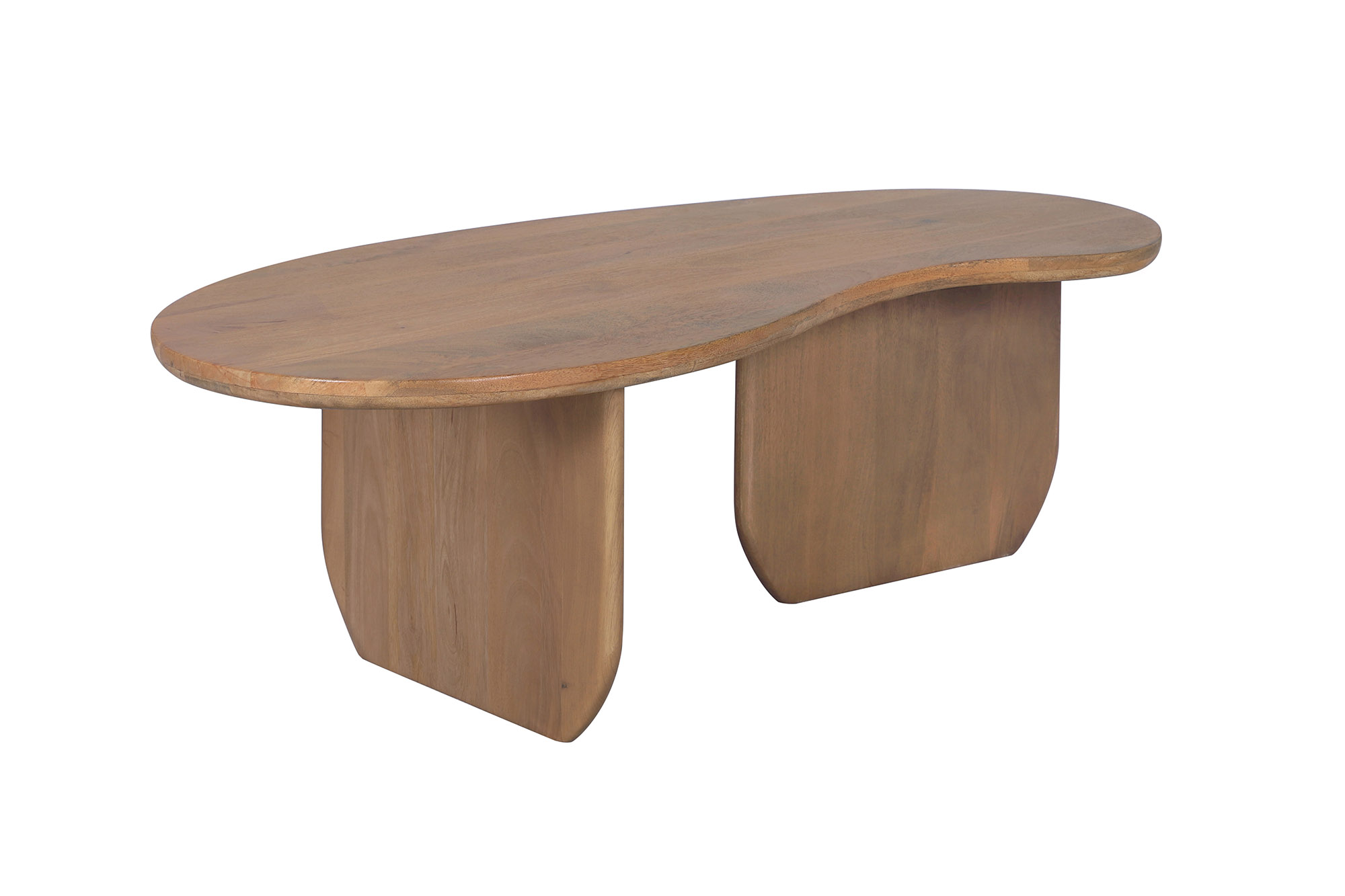 Table basse massive ORGANIC 120cm en bois de mangue finition miel forme organique