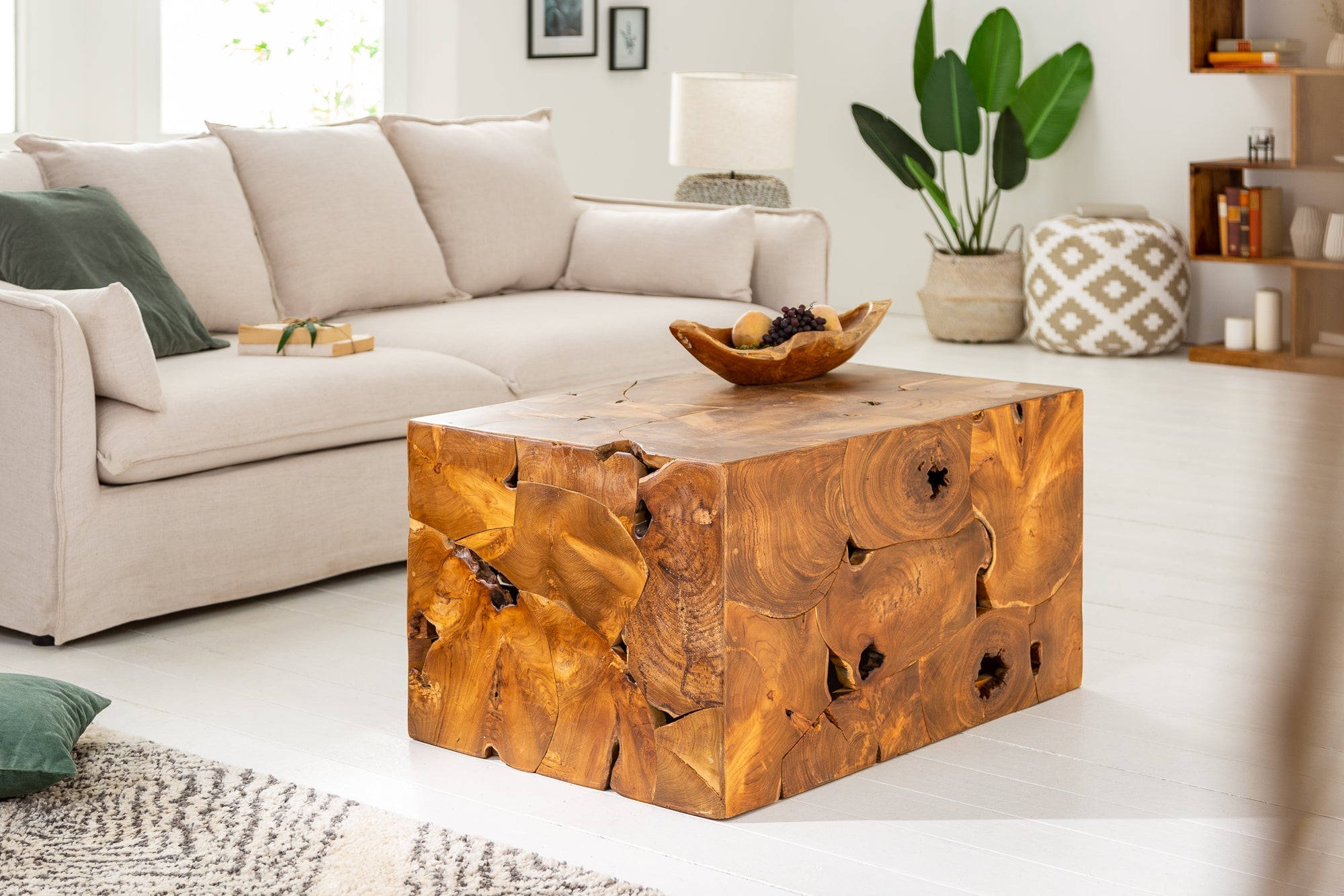 Table basse massive SQUARE 90cm cube en teck fait main