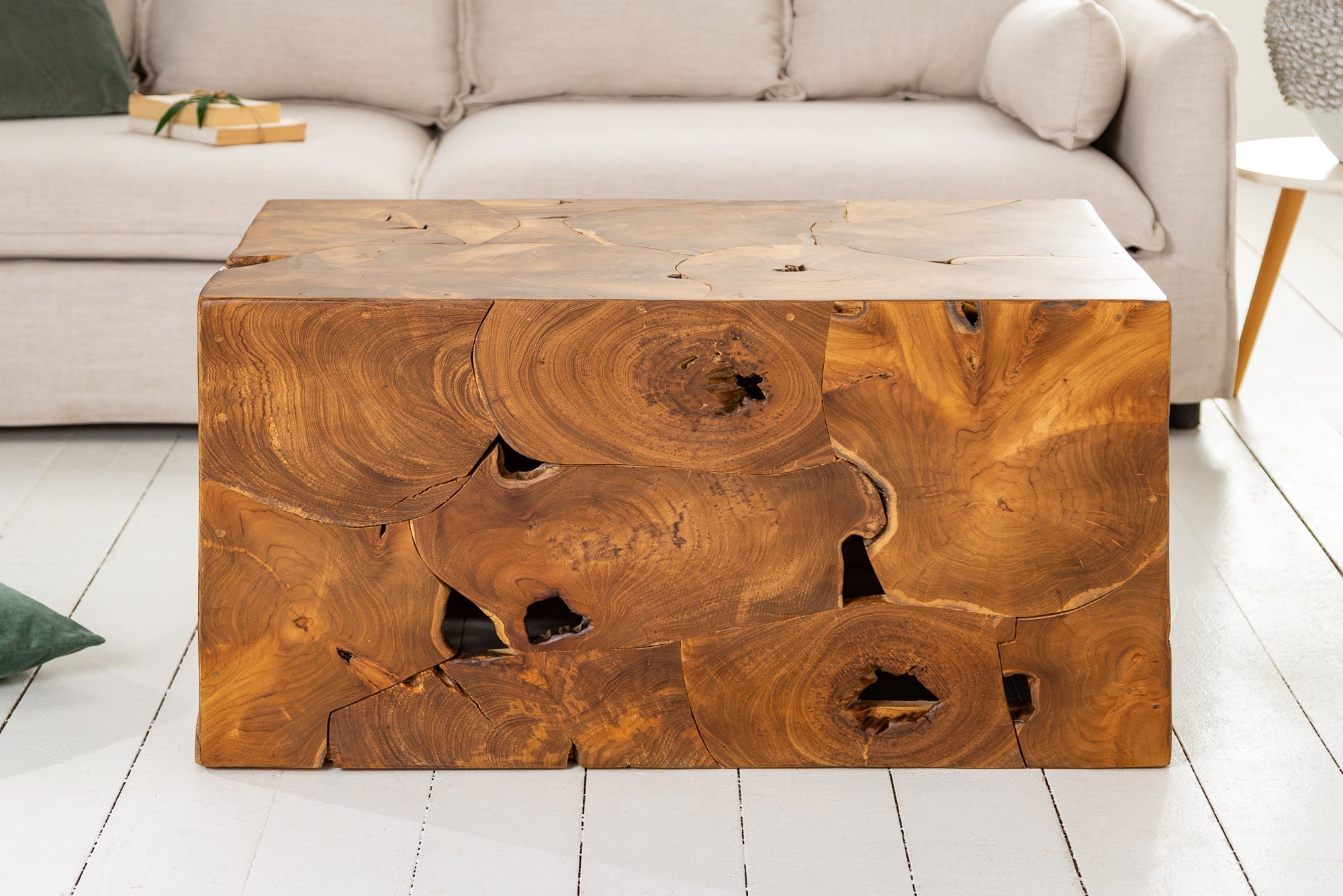 Table basse massive SQUARE 90cm cube en teck fait main