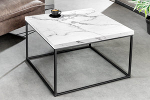 Table basse moderne ARCHITECTURE 60cm marbre blanc structure métal design