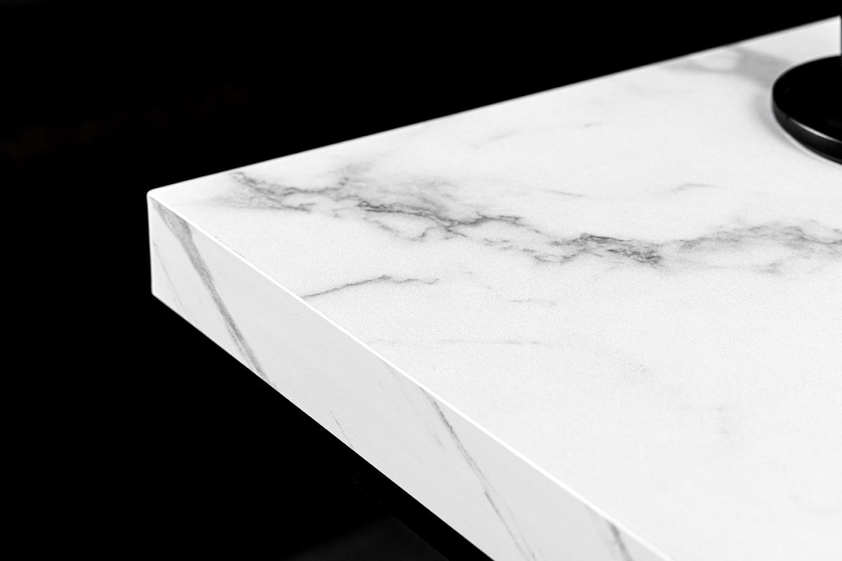 Table basse moderne ARCHITECTURE 60cm marbre blanc structure métal design