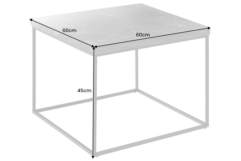 Table basse moderne ARCHITECTURE 60cm marbre blanc structure métal design