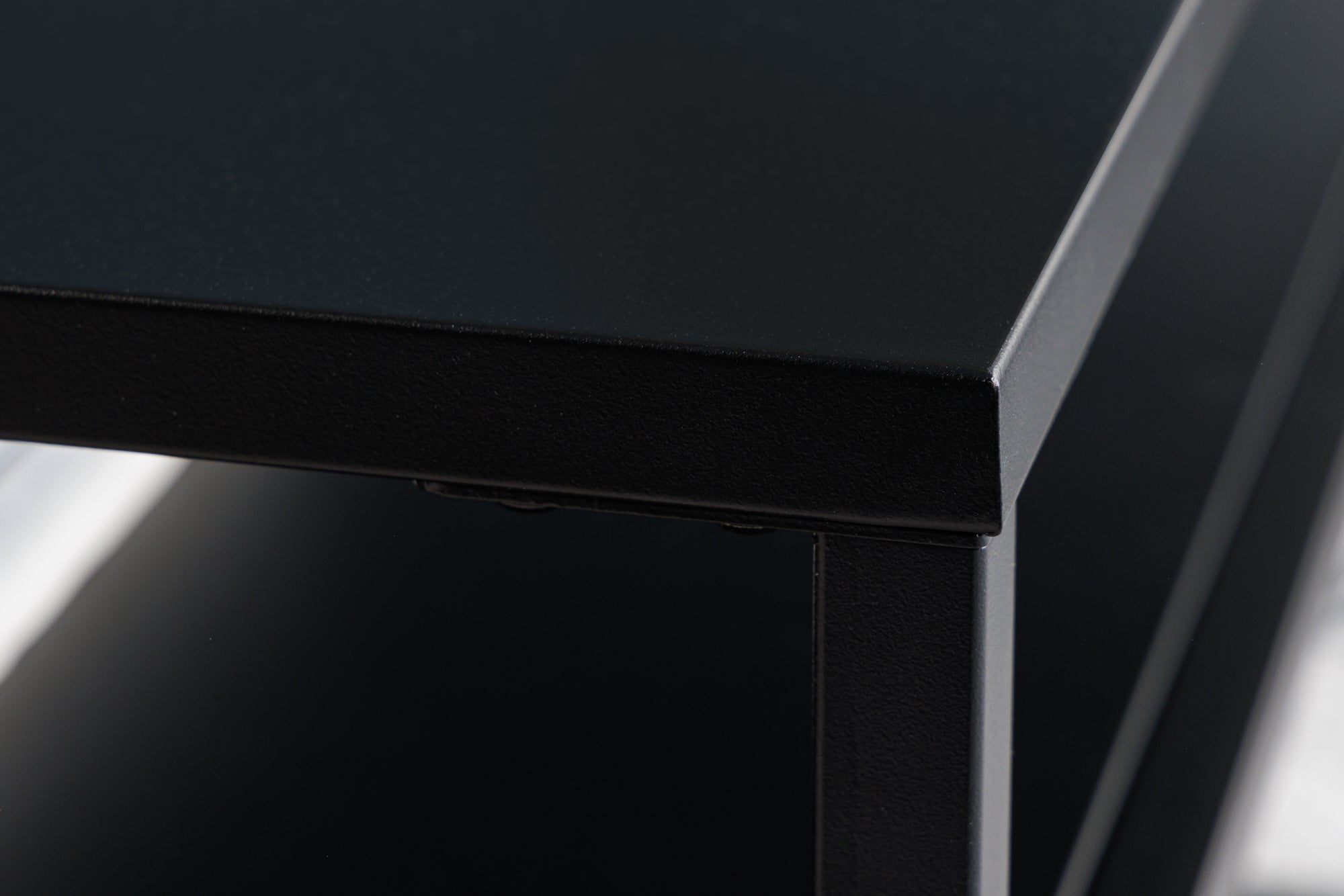 DURA STEEL Mesa de centro moderna de 100 cm en metal negro con compartimento de almacenaje