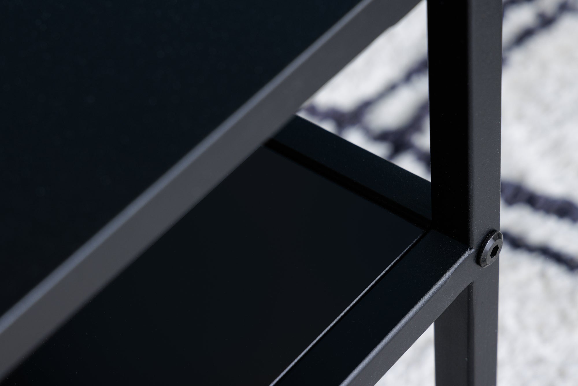DURA STEEL Mesa de centro moderna de 100 cm en metal negro con compartimento de almacenaje