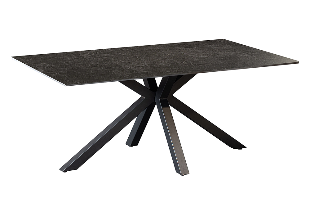 Table basse moderne GALAXIE 100cm anthracite céramique noir piètement étoile
