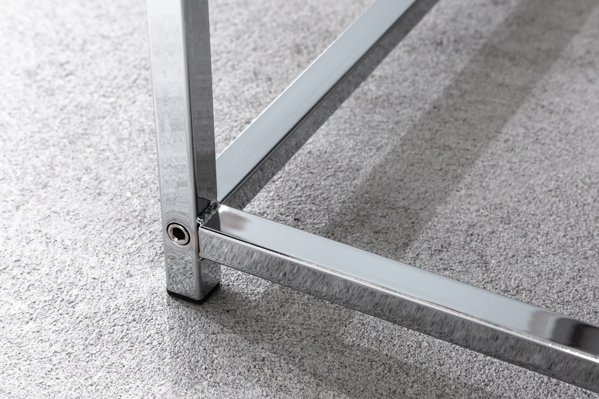 Moderna mesa de centro juego de 3 ELEMENTS 75cm blanco cromado tapa extraíble