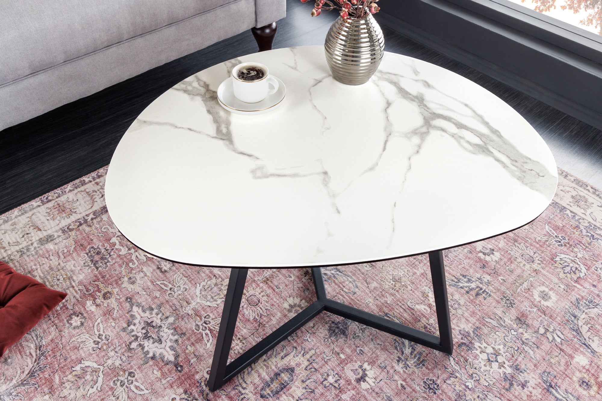 MARAVILLOSA mesa de centro moderna de cerámica de mármol blanco de 70 cm fabricada en Italia