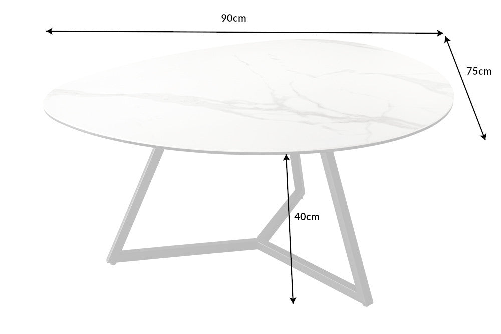 MARAVILLOSA mesa de centro moderna 90cm en cerámica mármol blanco made in Italy