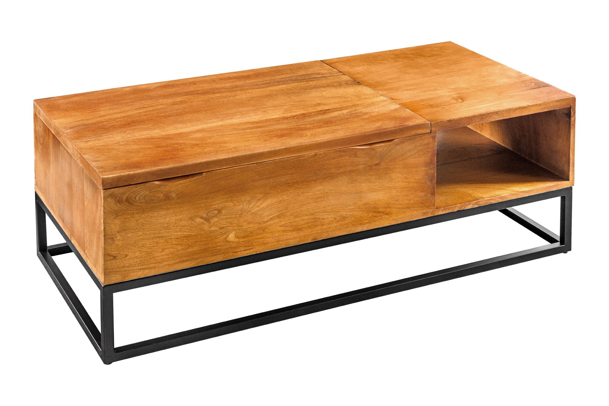 Table basse réglable en hauteur MAKASSAR FUNCTION 110cm en manguier marron finition miel