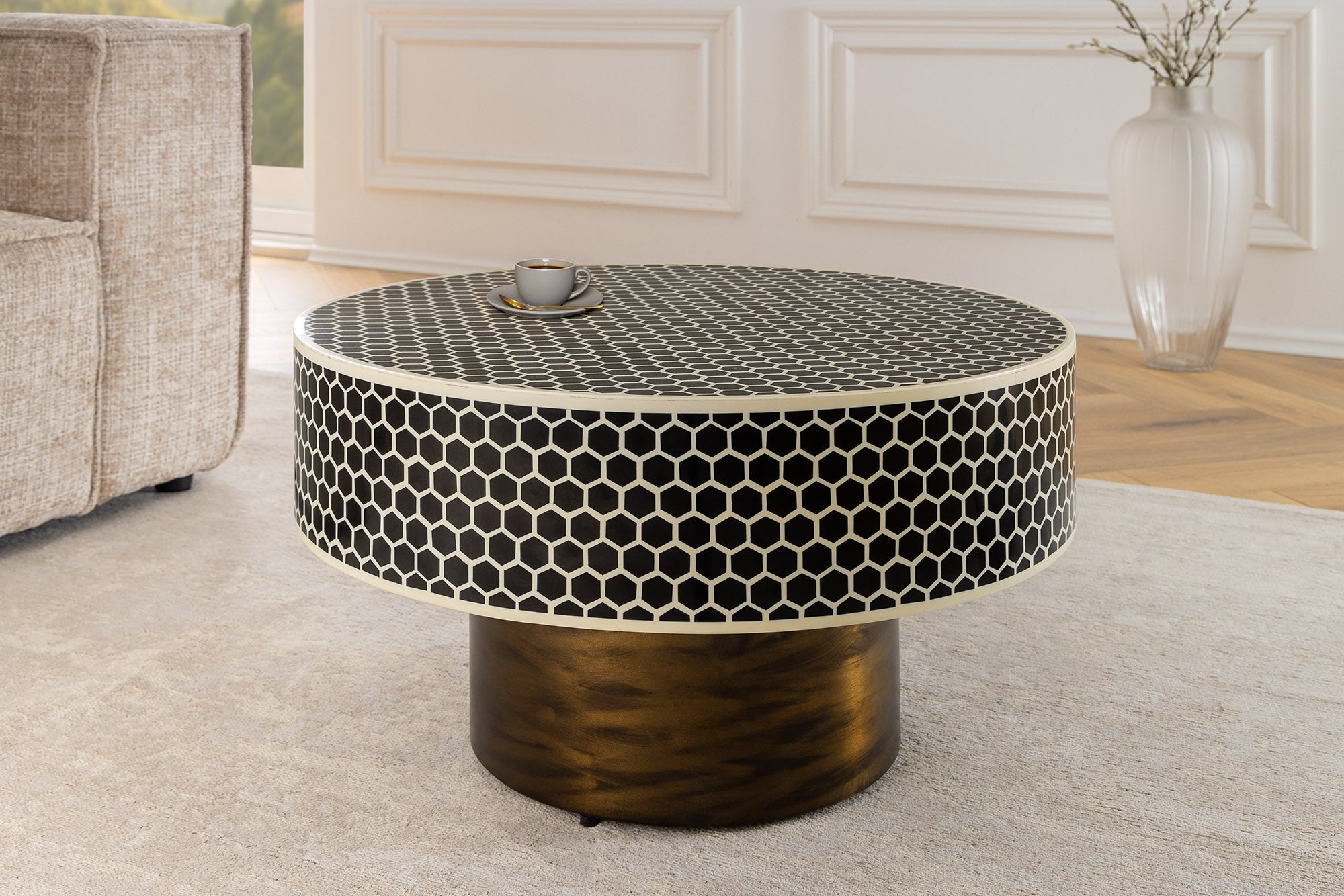table-basse-ronde-en-marqueterie-dos-harmony-nature-60cm-noir-blanc-incrustations-or_45206 (inv)