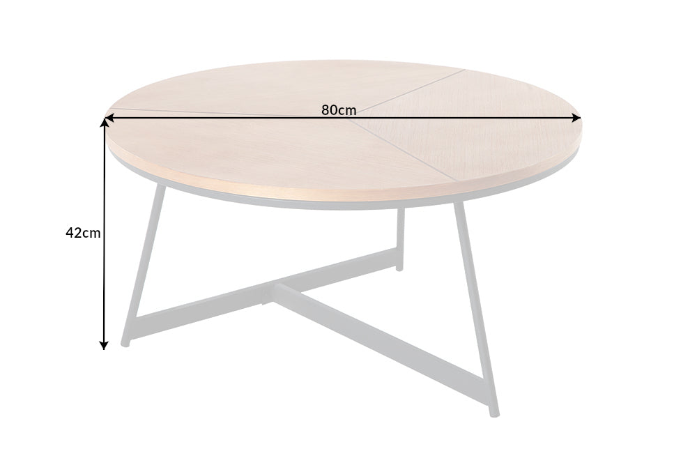 Mesa de centro redonda OAK ELEGANCE 80cm diseño madera roble estructura metal negro