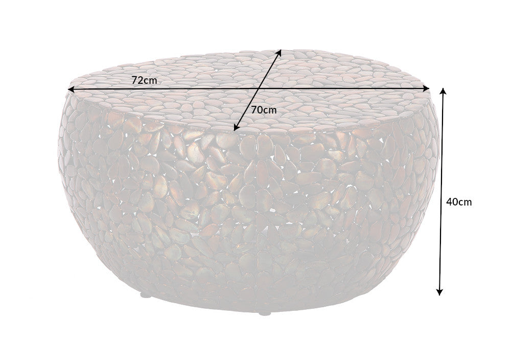 Mesa de centro redonda STONE MOSAIC 75cm mosaico de metal de cobre hecho a mano