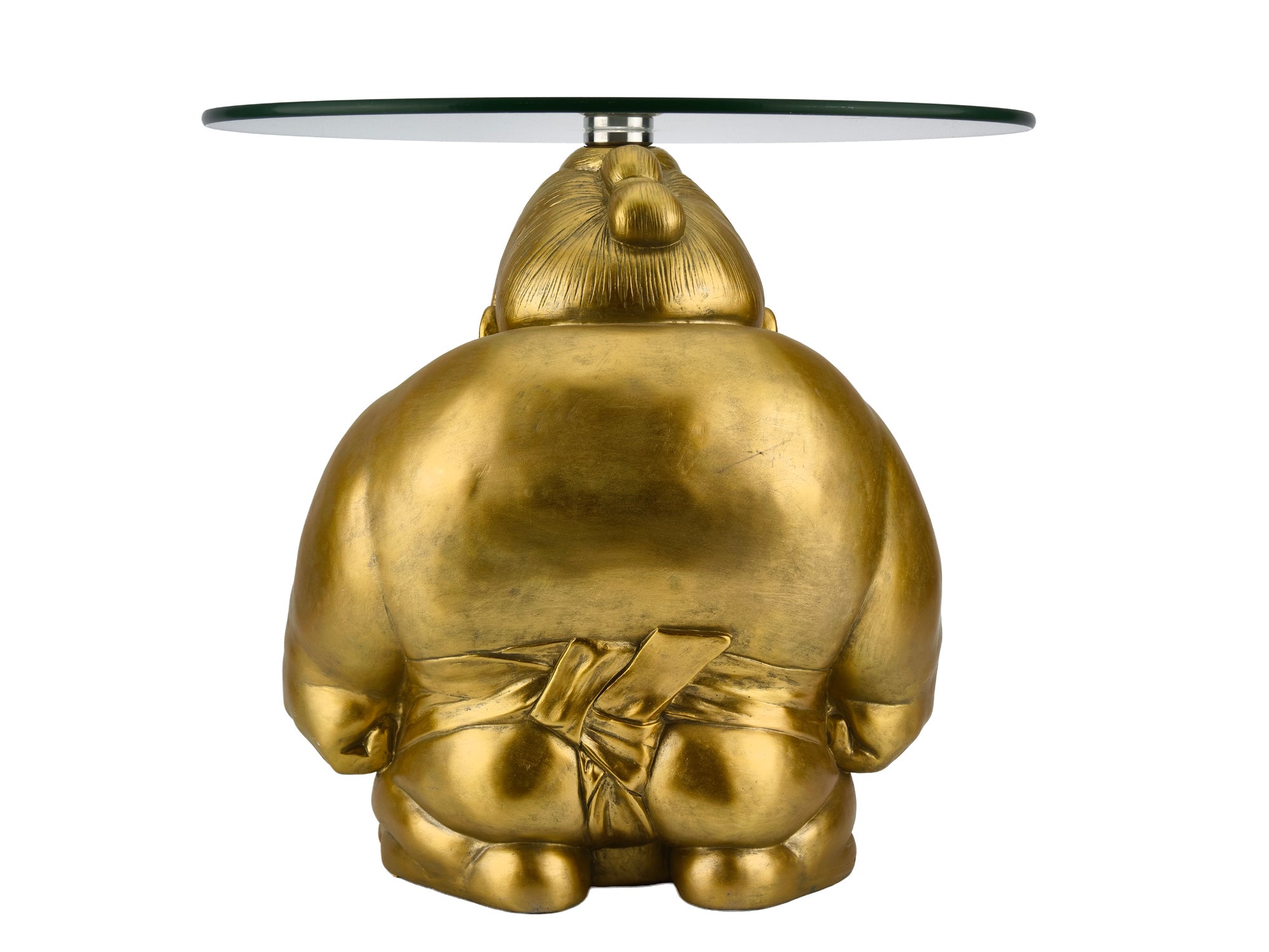 Table basse ronde SUMO 55cm dorée sculpture artisanale