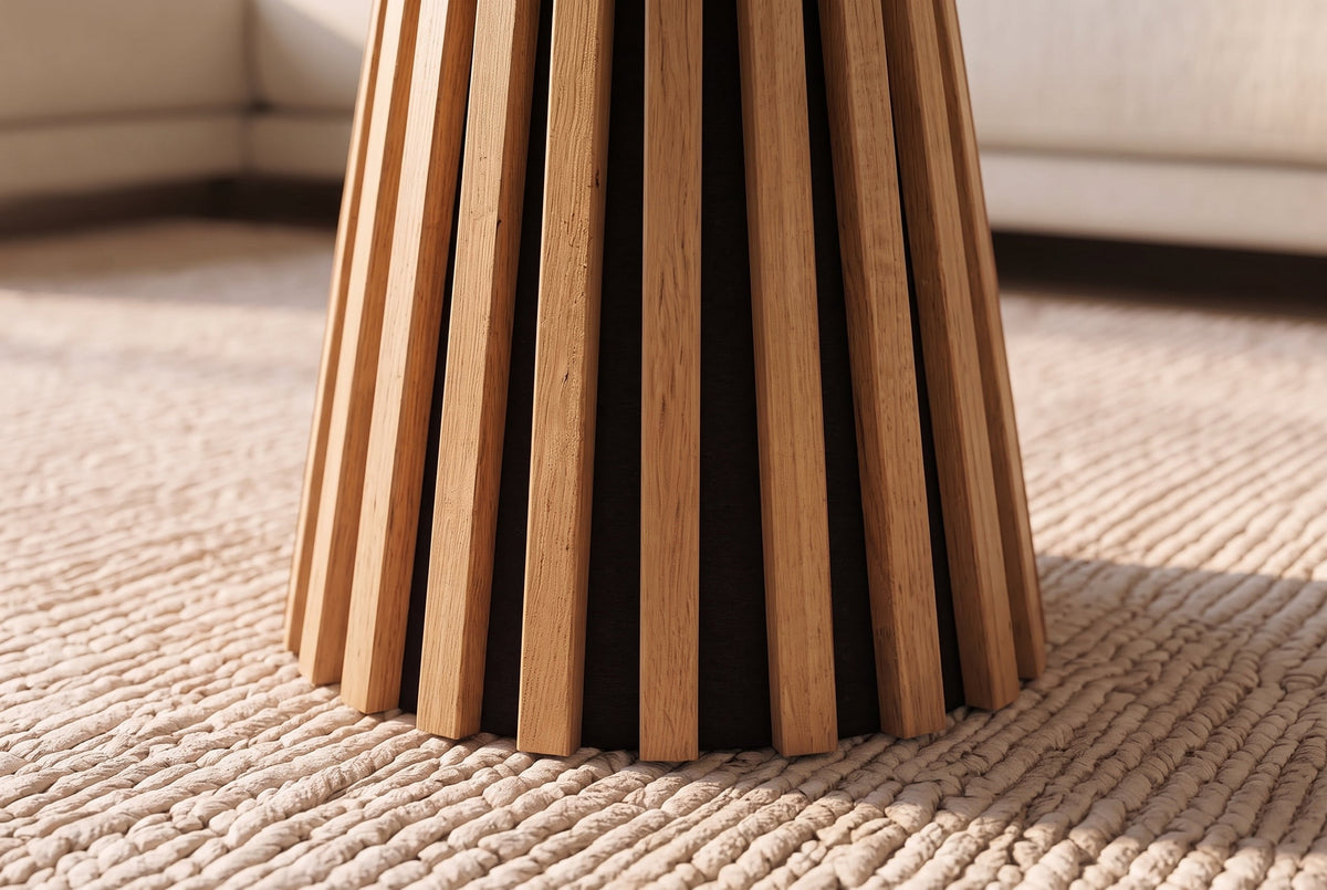 Table basse ronde VALHALLA WOOD 50cm piètement pilier en chêne naturel