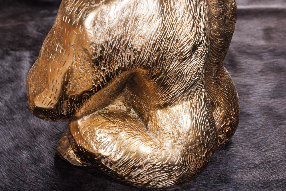 Table basse ronde WILDLIFE KONG 60cm métal doré verre singe figure gorille sculpture fait main