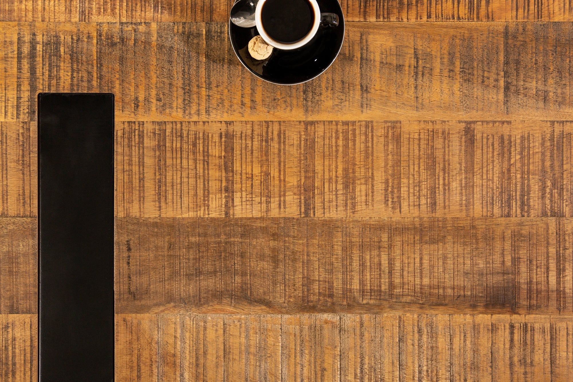 Mesa de centro maciza IRON CRAFT 100cm madera de mango natural marrón metal negro