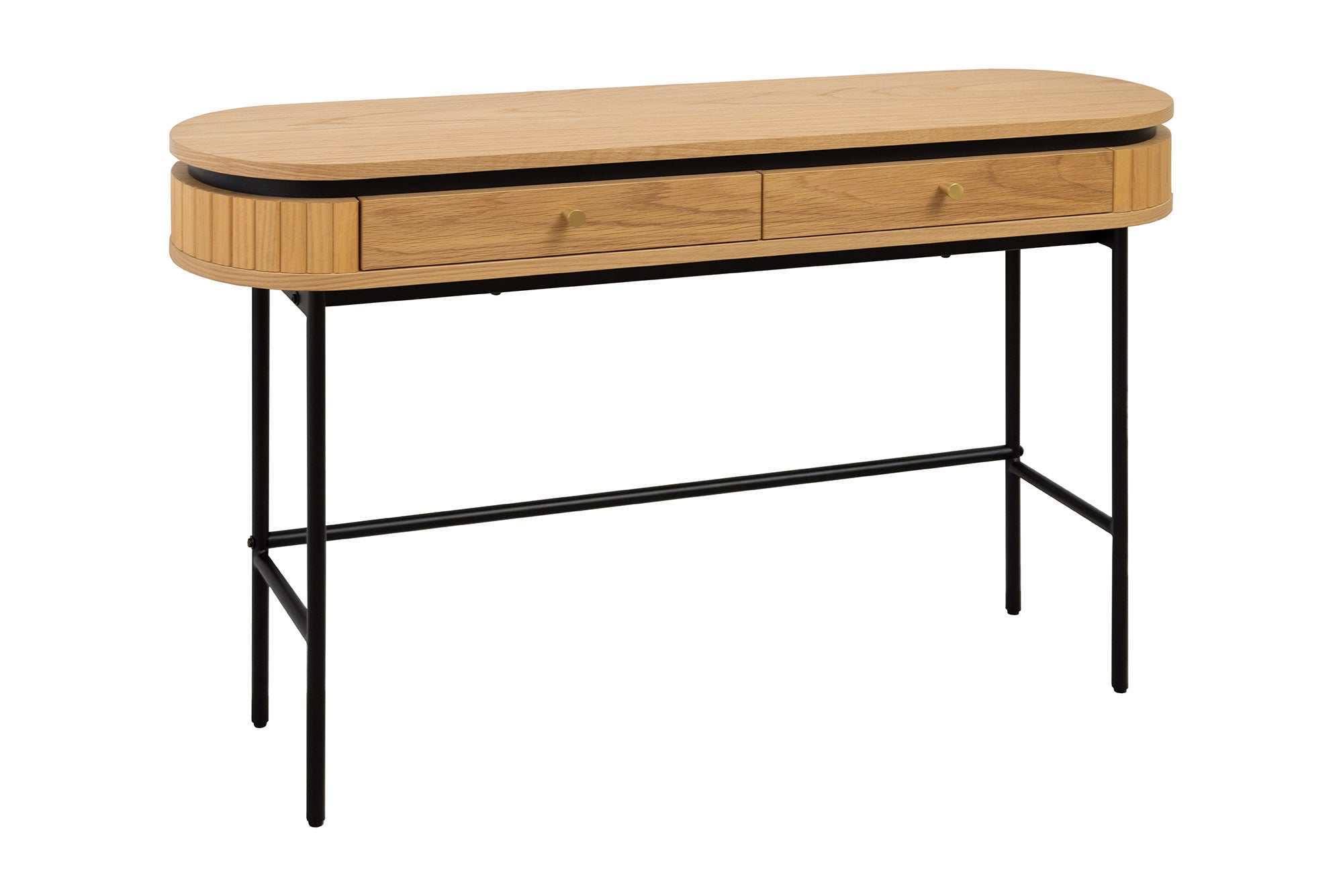 Table console moderne ATELIER 120cm chêne noir naturel avec tiroir