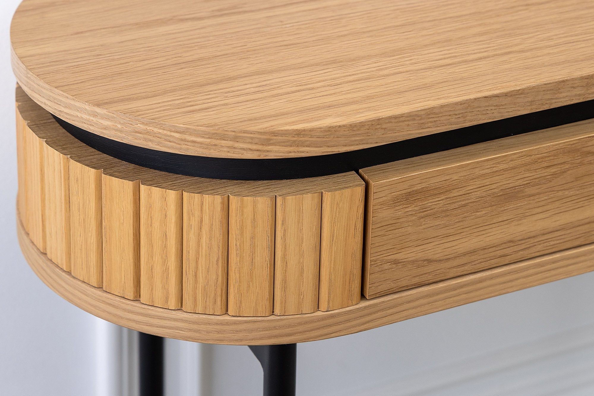 Table console moderne ATELIER 120cm chêne noir naturel avec tiroir