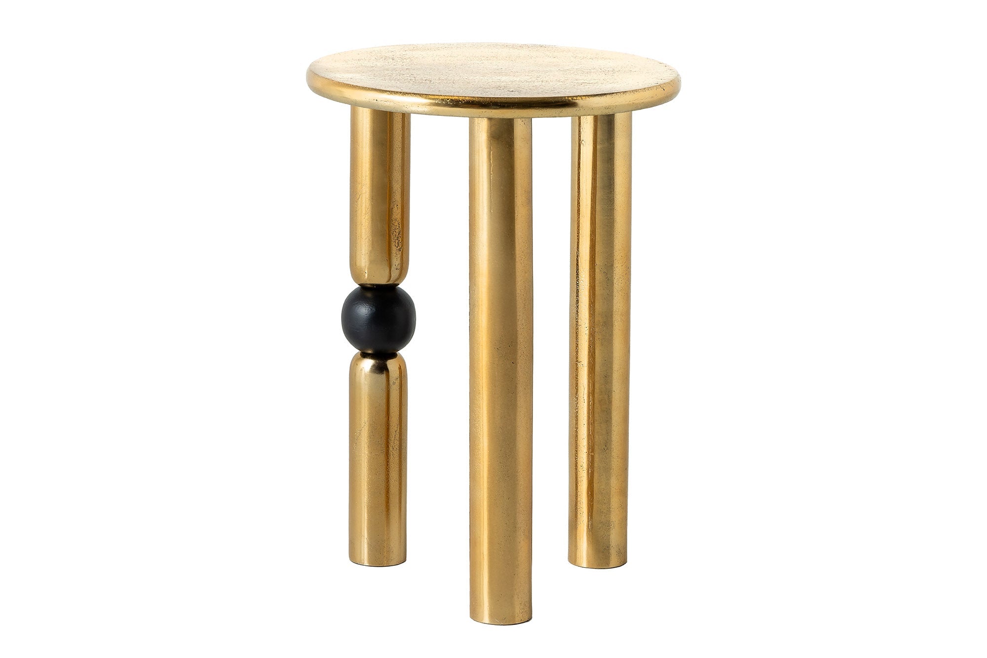 ABSTRACT Mesa auxiliar redonda de 55 cm de metal dorado negro