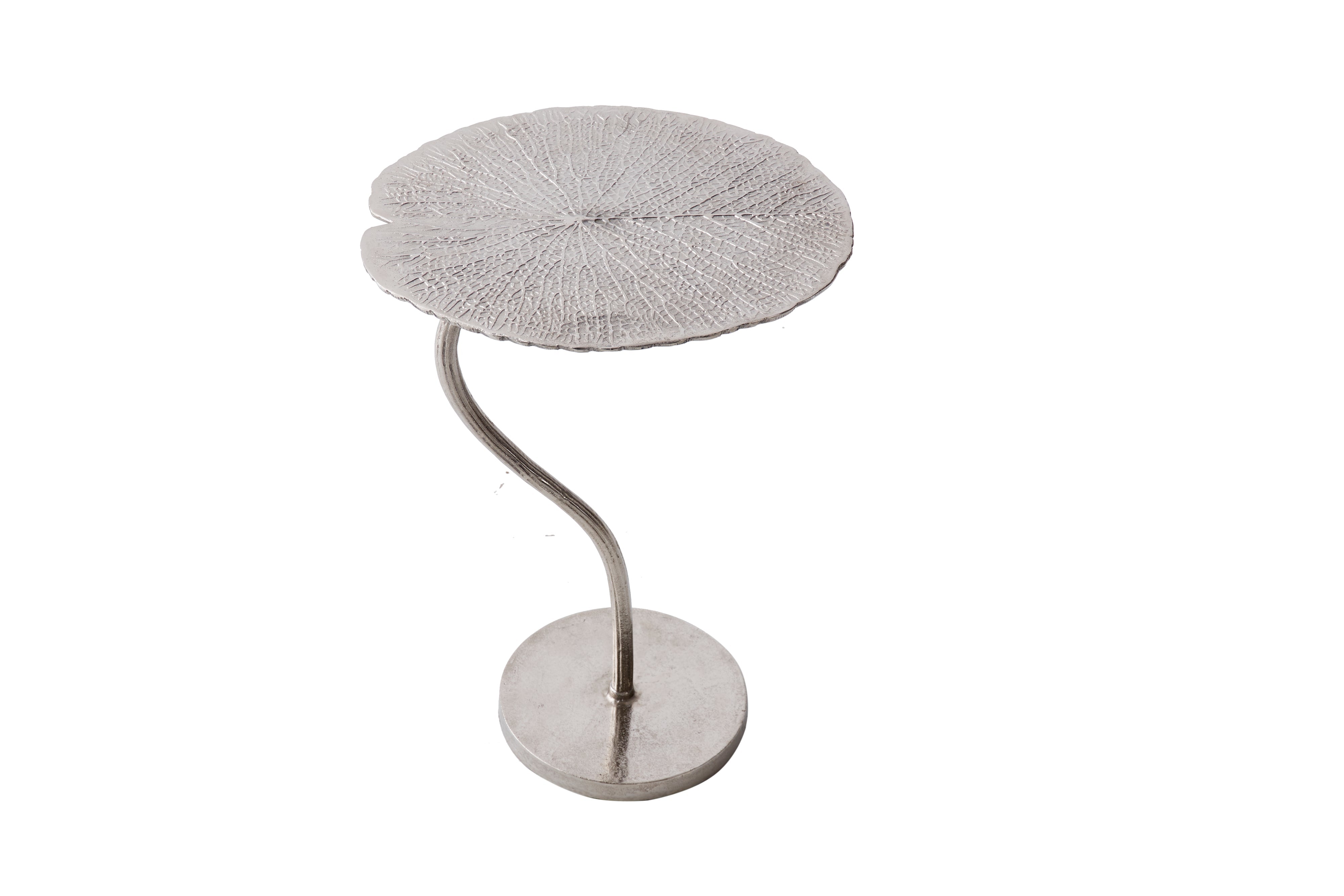 Mesa auxiliar artesanal ABSTRACT LEAF 40cm plata