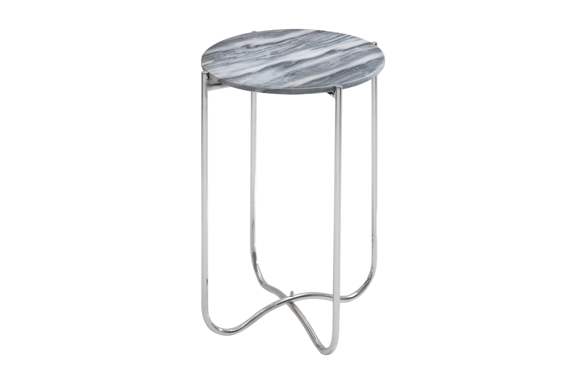 NOBLE I mesa auxiliar hecha a mano 40cm mármol gris tapa redonda plegable extraíble